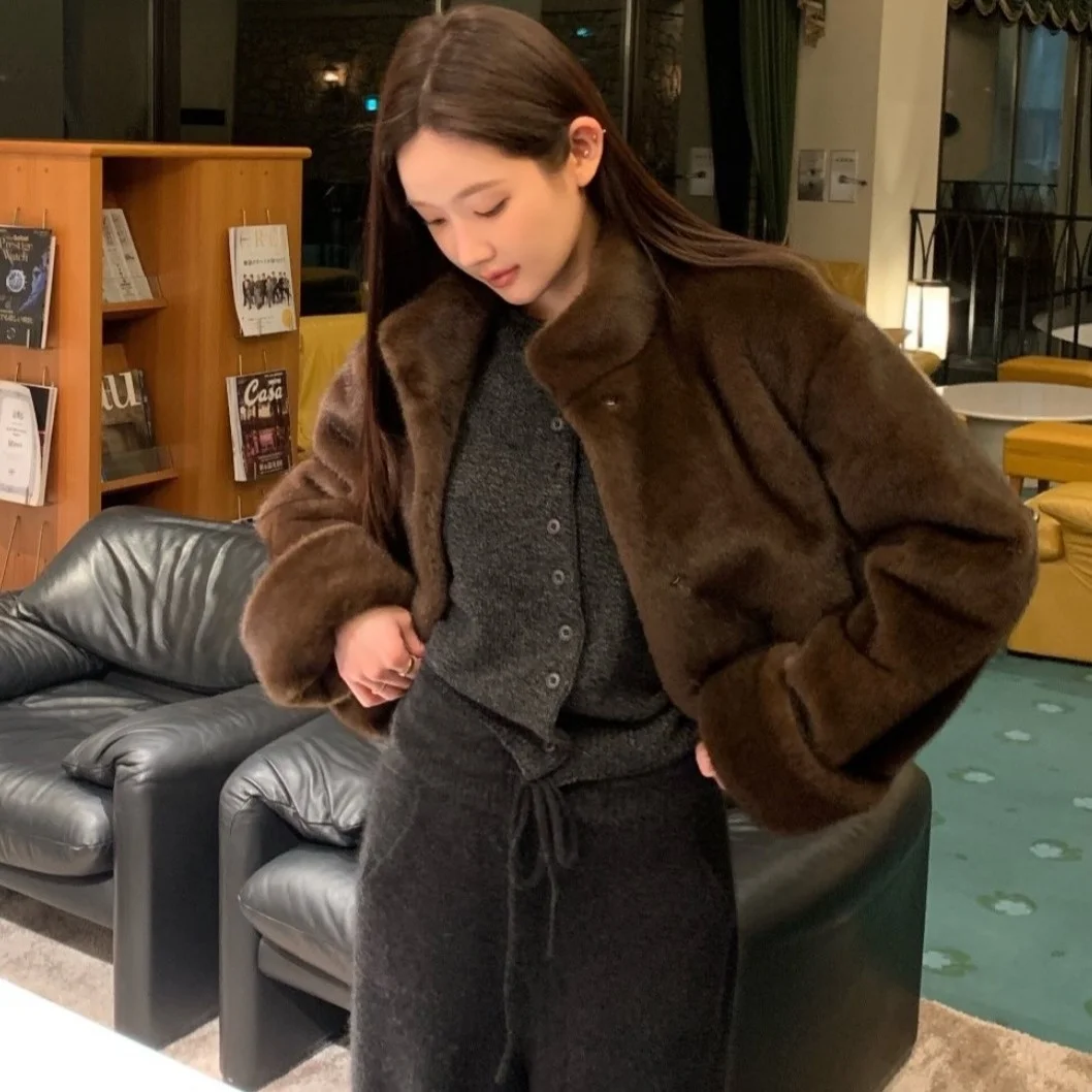 Abrigo elegante ort de lujo para mujer, prendas de vestir exteriores de piel cálida, chaqueta acolchada coreana para primavera, Otoño e Invierno para mujer