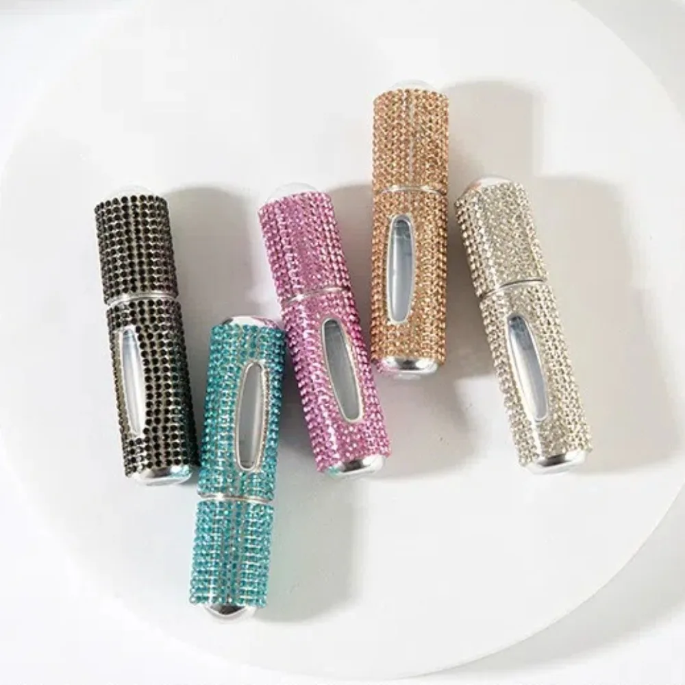 5ml 미니 향수병 크리스탈 디자인 블링 글리터 리필 가능한 아토마이저 스프레이어 다이아몬드 장식 미니 사이즈 향수 용기