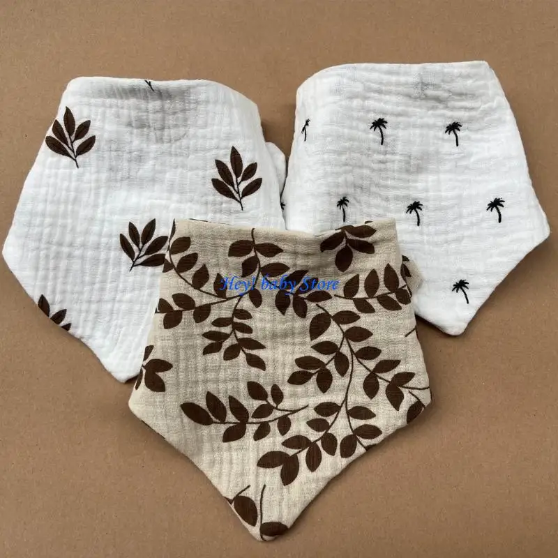 

Q1FE Baby Burp Cloth Crepe-Cotton Teething Bib High Absorbent Snap Bibs Feeding Bib