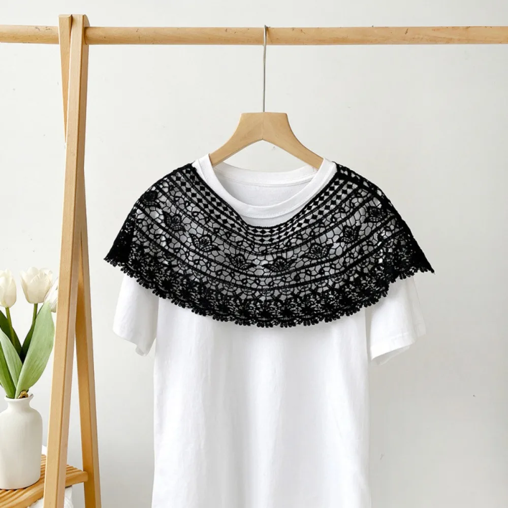 Simple Thin Hollow Out Crochet Shawl Cape Cloak Lace Scarf Wraps White Knitted Scarves Female