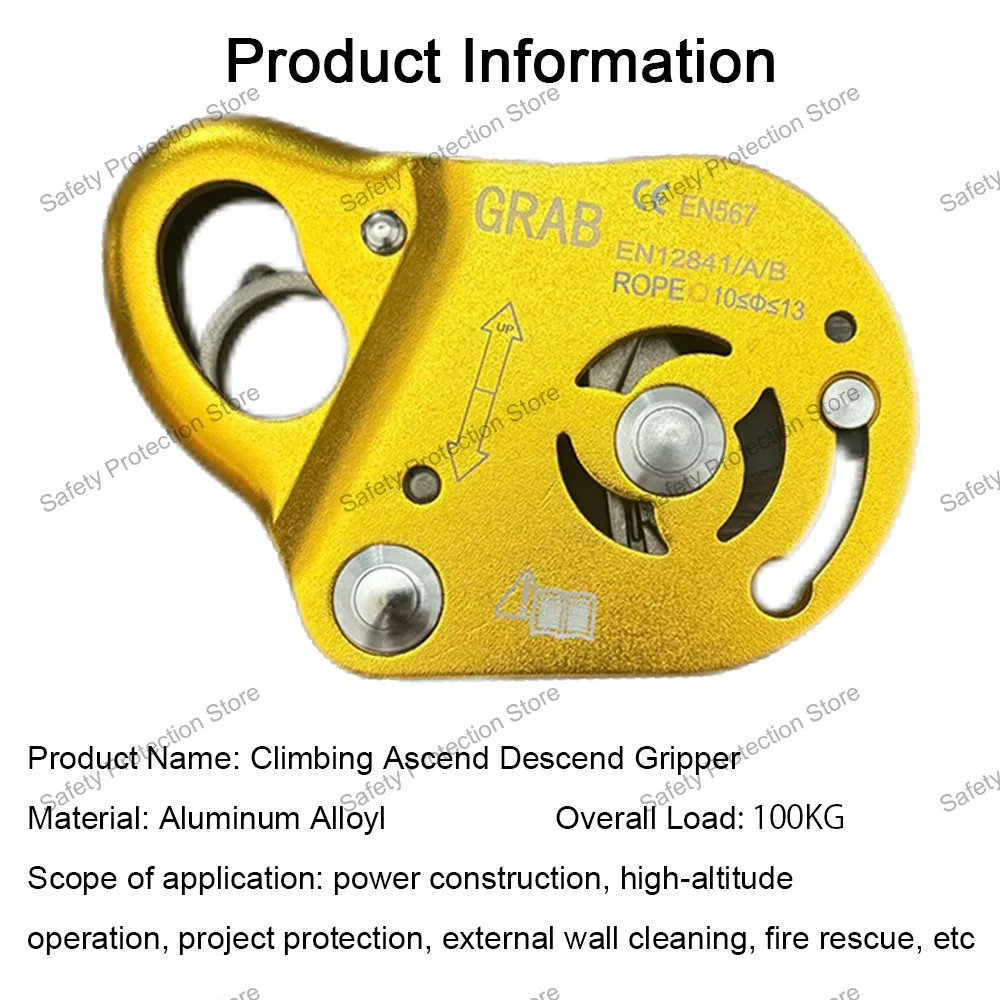 Rock Climbing Ascend Descend Safety Removable Rope Gripper Anti Fall Protctive Gear Automatic Lock Belay Device Safety Equipment