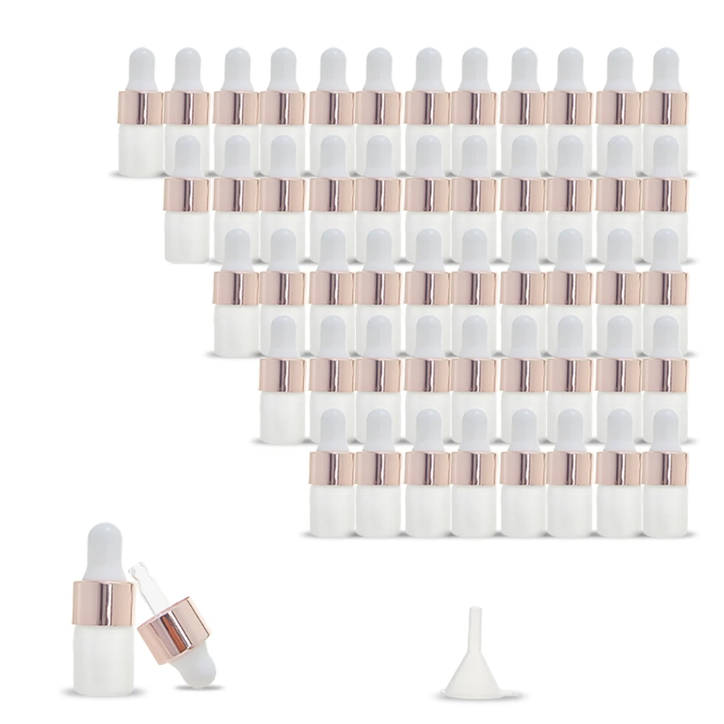 1ml Mini Dropper Bottle Reusable Glass Bottles Travel Home Perfume Sub-Container 50Pcs