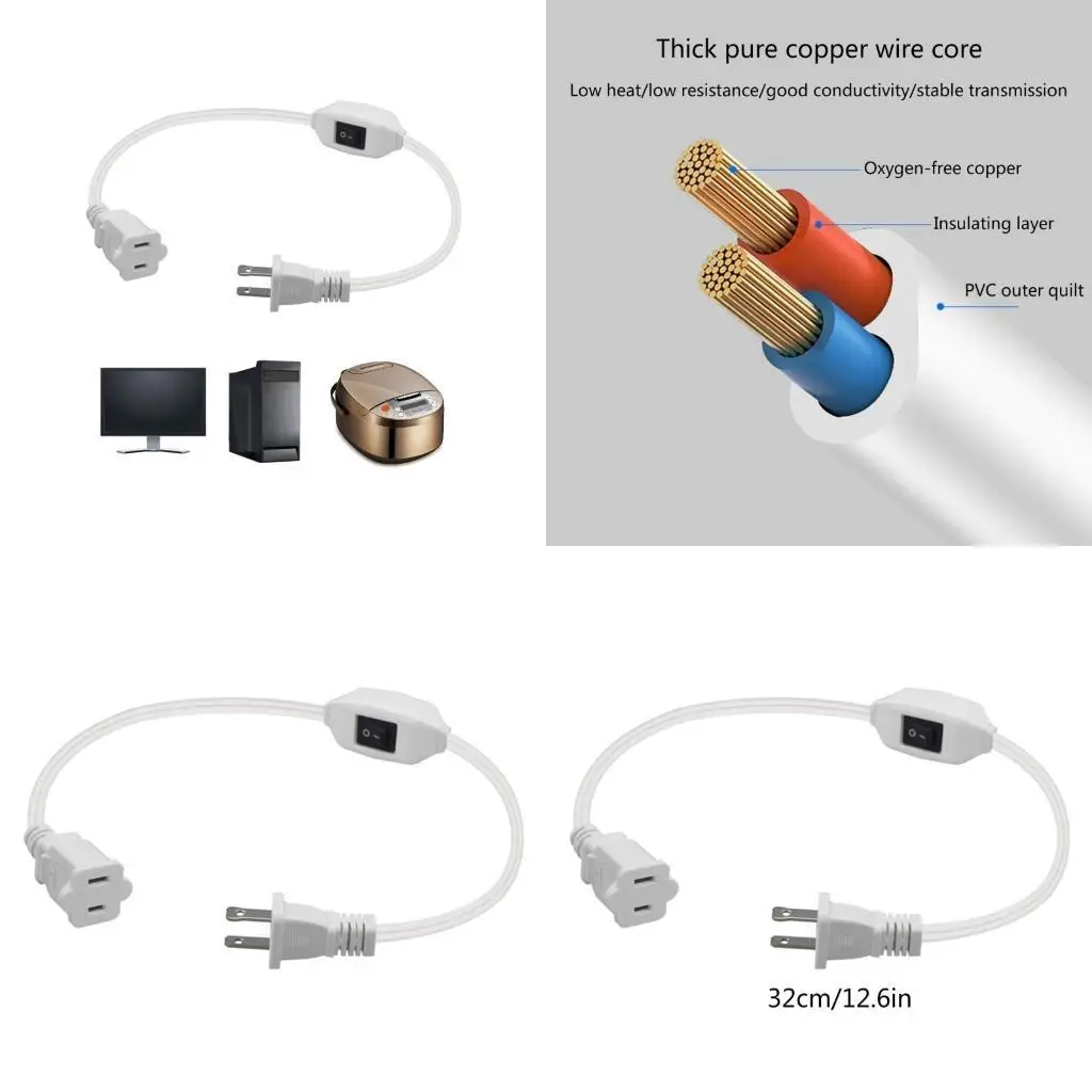 

Y1UB NEMA 1-15P to 1-15R Alternating Current Power Cable Cord,US 2pin 1-15P to 2hole 1-15R Adapters Cable 125V