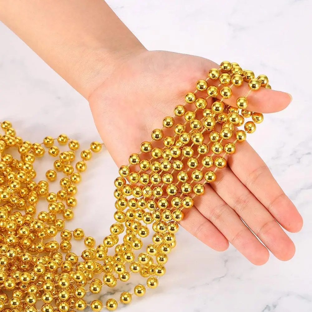 5 m/borsa Decorazione di nozze Catena di perline Perline in oro argento Ghirlanda Decorazioni per l'albero Appeso Ornamento di perle per la festa di Capodanno