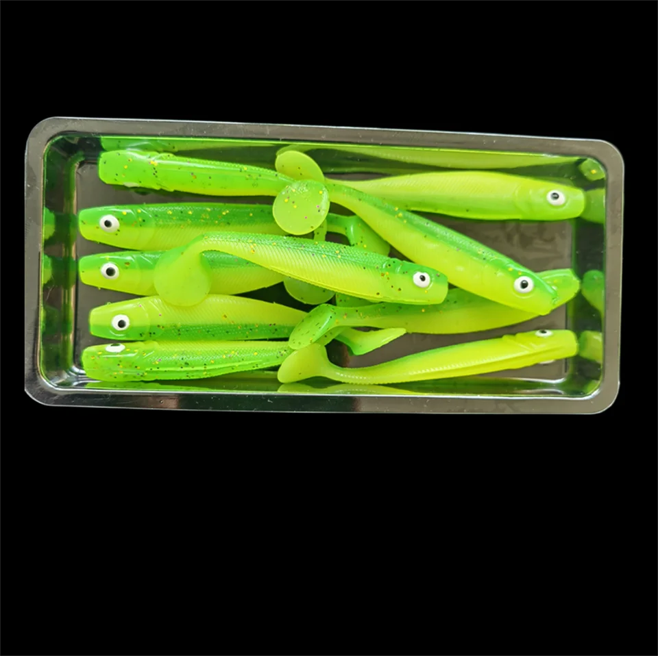 Swolfy 10 Stück Gummiköder 60 mm 2 g T-Schwanz Jigging Angelköder Wobbler Bass Pike Aritificial Silikon Swimbait Leurre Souple – Detail 5