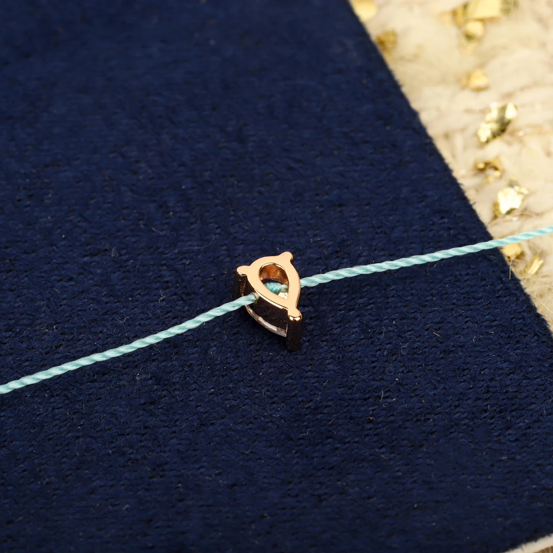 Polar Blue Raindrop Diamond 925 Silver Super High Quality Red Rope Style Hand Rope 16cm Three Button Adjustable Perfect Gift