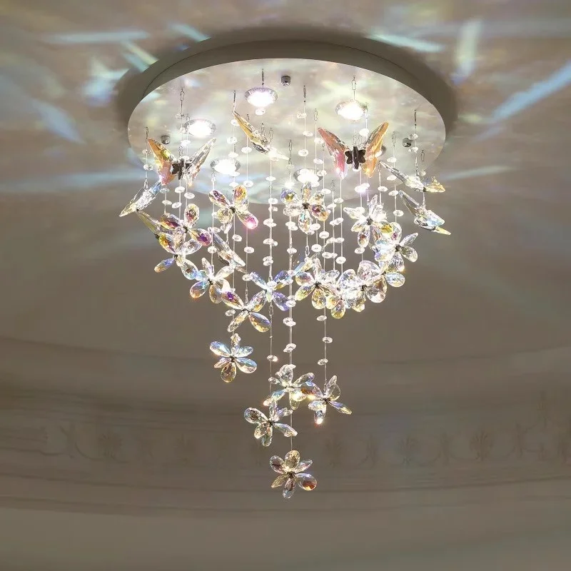 Light Luxury Crystal Ceiling Lamp Designer Atmosphere Wedding Room Bedroom Main Lamp Princess