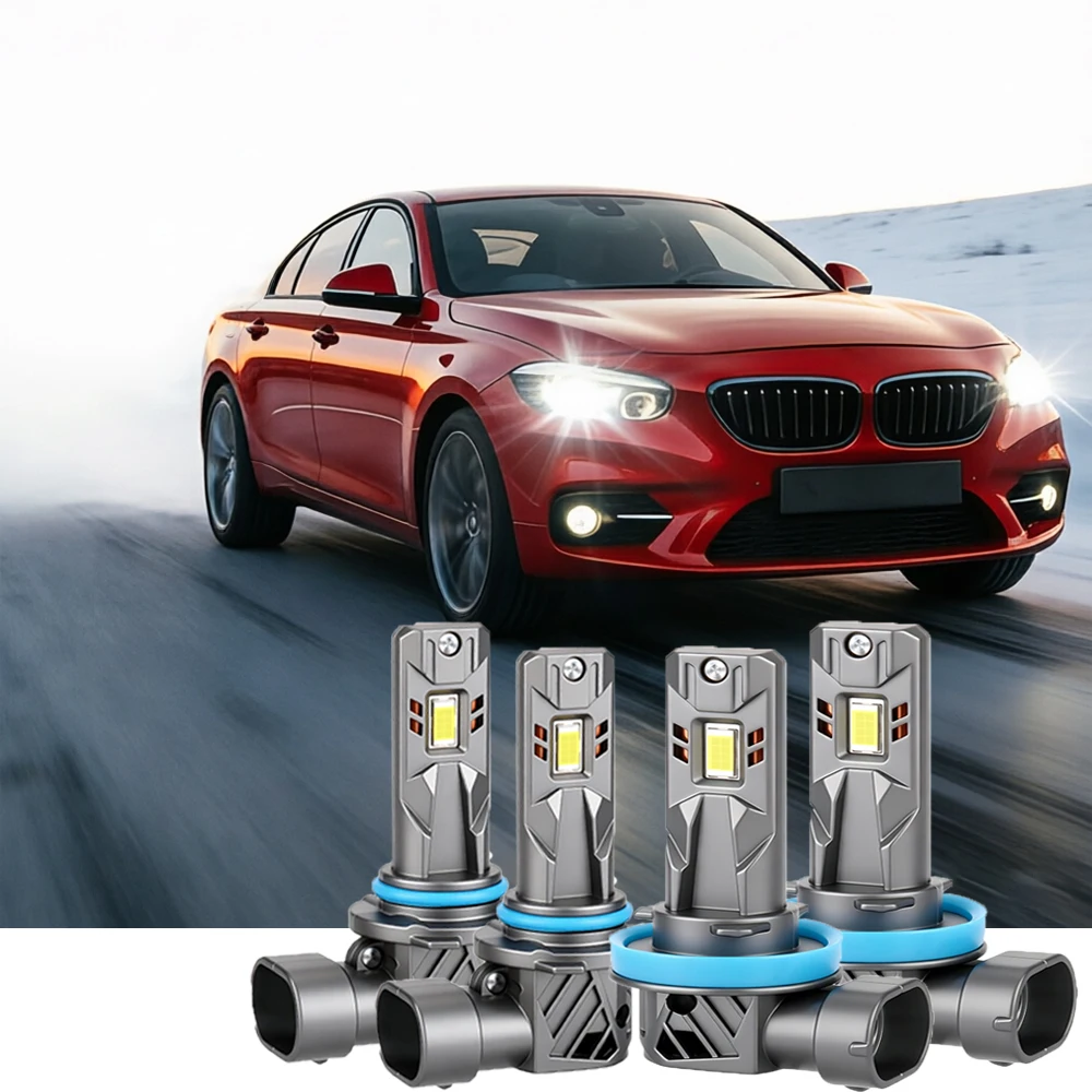 

4PCS 60000LM 9006 H11 High/Low Beam Car LED Headlight Bulbs Brightness 5570 CSP 6500K White Fanless Replacement Headlamp