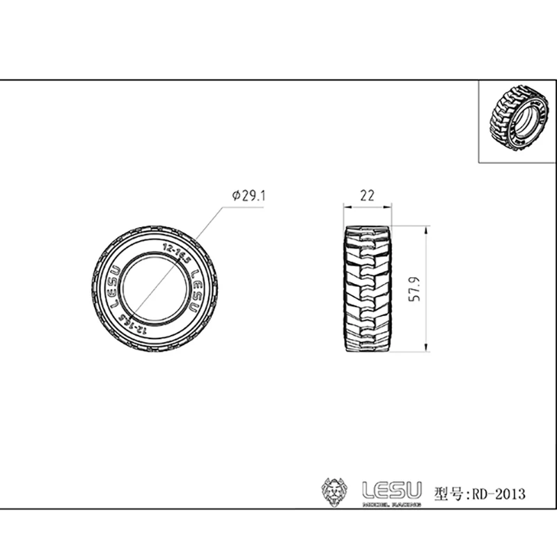 Lesu Accessories Wheel Tires Tyres For RC Hydraulic Skid Steer Loader A0008 Th18255-Smt2