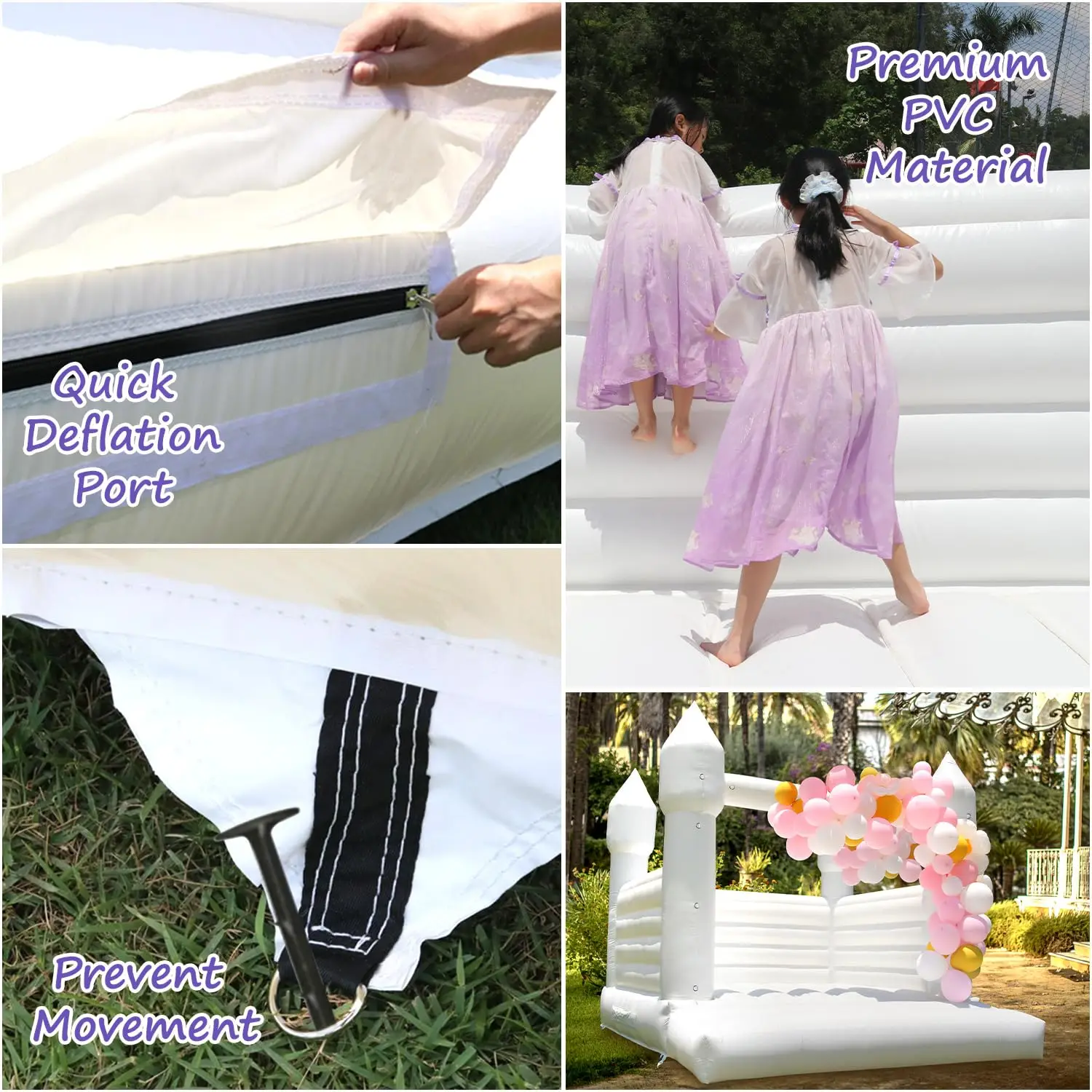 SAYOK 풍선 화이트 웨딩 바운스 하우스 캐슬 PVC 풍선 바운시 캐슬 바운스 하우스 웨딩용 신부 점핑 침대