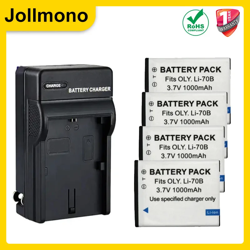 1000 mAh Li-70B Li 70B Battery with LCD USB Charger for Olympus VG-110, VG-120, VG-130, VG-140, VG-160, FE4020