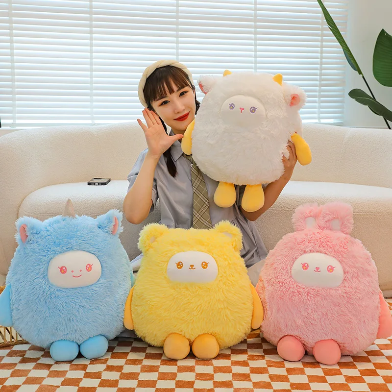 Cute Fat Round Ball Sheep Unicorn Plush Toys Anime Cartoon Soft Stuffed Animals Throw Pillow Sofa Cushion Home Decor Girls Gifts