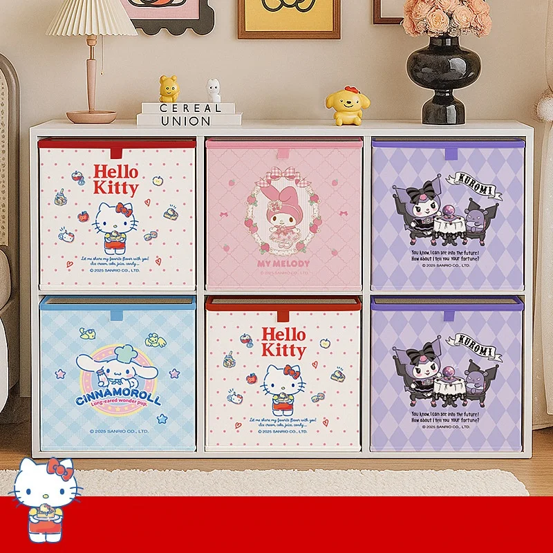 Kawaii Sanrio Desktop Storage Box Foldable Toy Sundries Underwear Cosmetic Stationery Organizer T-Shirt Wardrobe Storage view 2