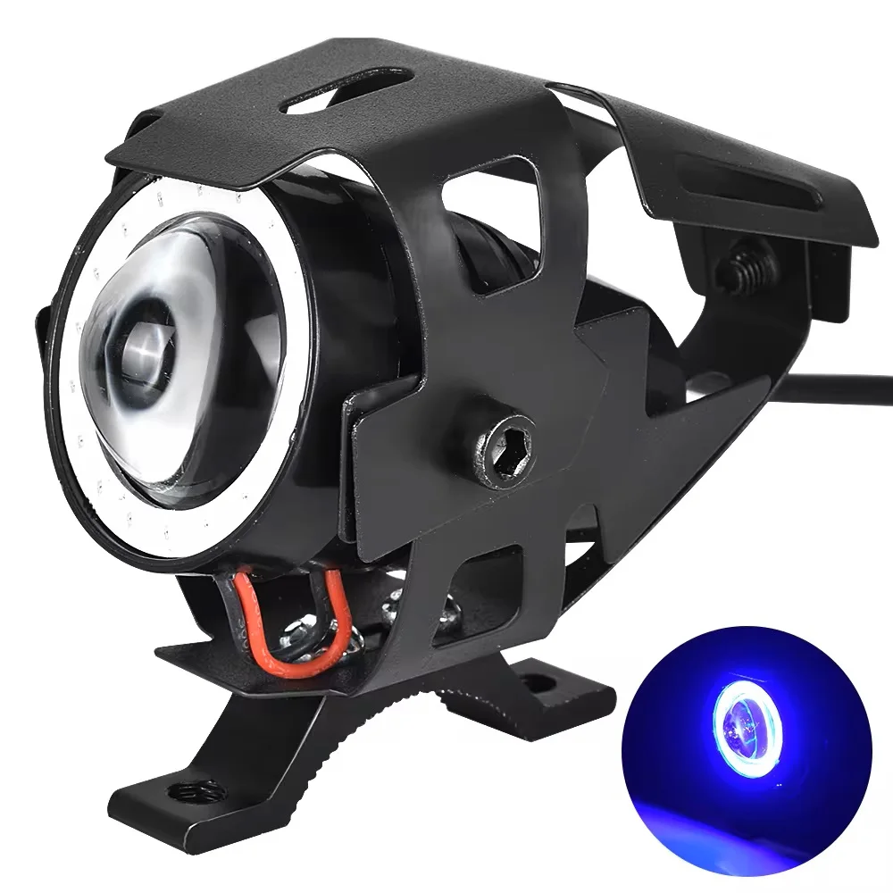 Uniwersalny reflektor pomocniczy LED do motocykla 125W, 1200LM, Angel Eyes U7, mini reflektory motocyklowe, akcesoria do lamp rowerowych — zdjęcie 2