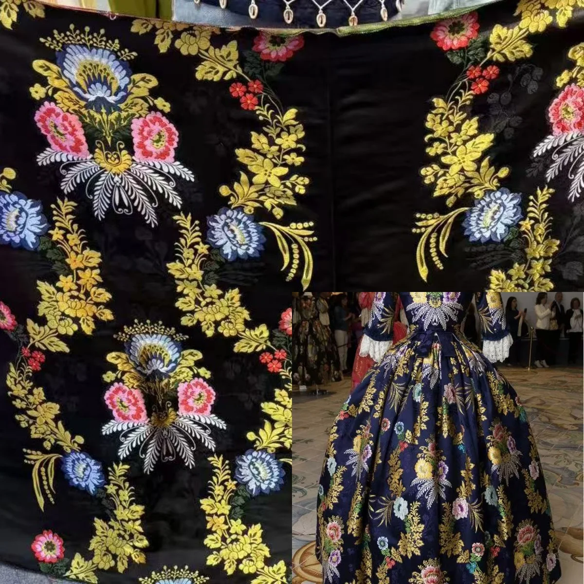 

Restoration of 18th century French traditional fabric Valencia Tibetan silk satin brocade fabric long sponge faya skirt fabric