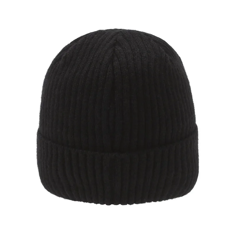 New Men Winter Label Warm Hat Fleece-Lined Thickening Wool Cap Outdoor Cycling Windproof Knitted Bonnet Casual Cold-proof Beanie