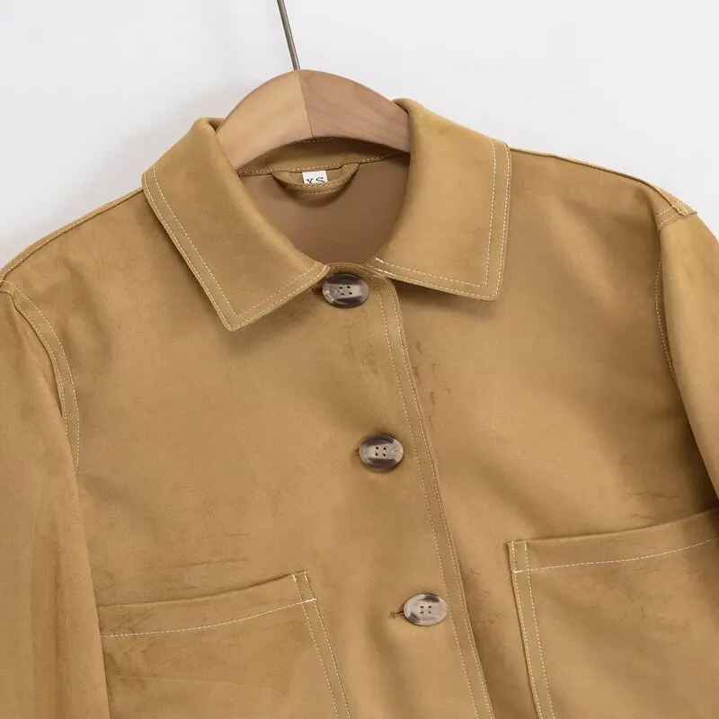 Leder Jaet 2025 Frühling Herbst Neue Damen Faionable Velvet Texture Quali Oberbekleidung Vielseitig Sle Long Sve C...