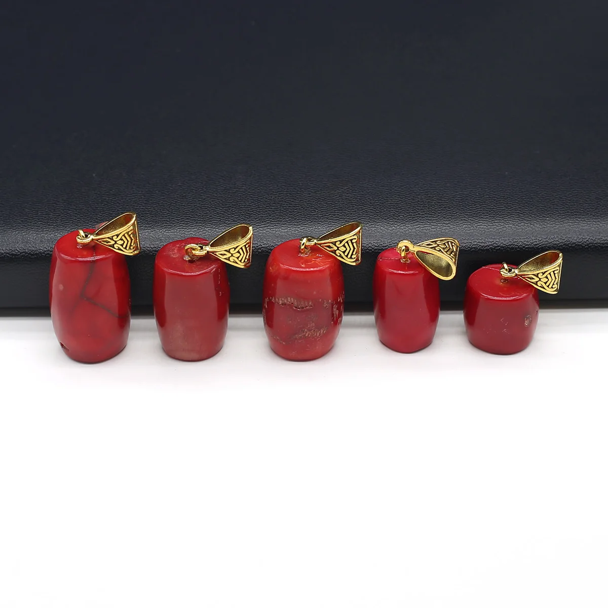 Natural Sea Bamboo Coral Pendant Red Drum Shape  Exquisite Charm for Jewelry Making Diy Necklace Bracelet Earring Accessories