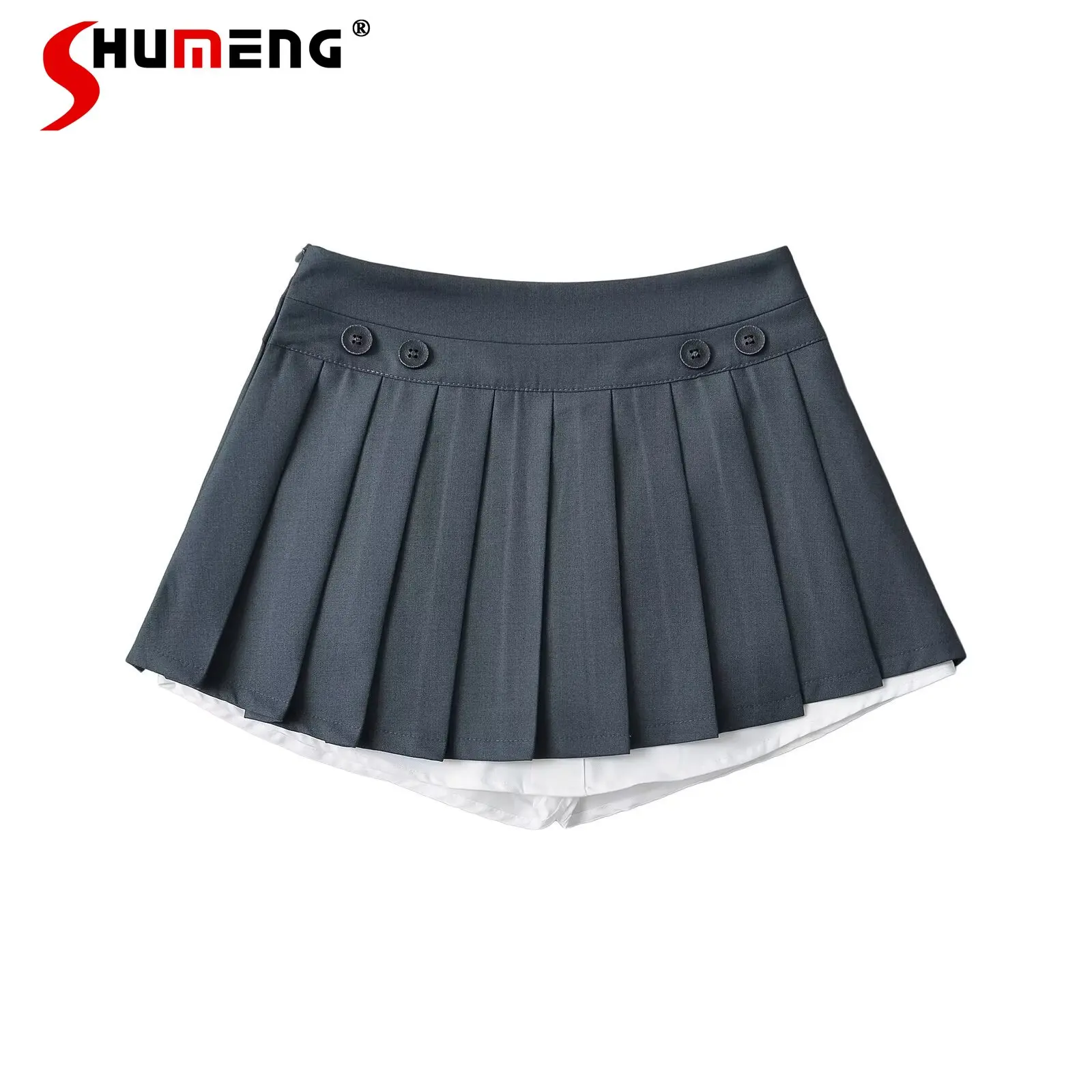 Elegant Sweet Short Pleated Skirt for Women 2024 Summer New American Hot Girl Low Waist Anti-Exposure A- Line Ruched Mini Skirts