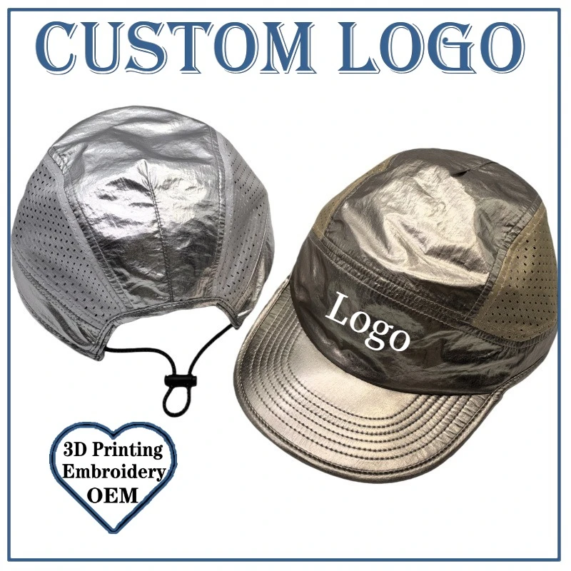 Boné Vintage Americano para Camping ao Ar Livre, Boné de Beisebol Metálico Prateado, Boné Trucker de Verão com Tela Respirável, Boné Esportivo de Secagem Rápida