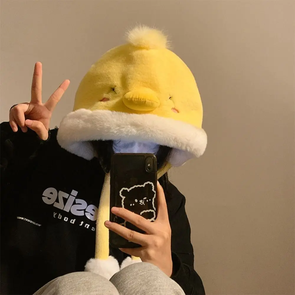 Fashion Cute Cartoon Plush Velvet Hats Velvet Ear Protection Neck Warmer Windproof Thick Warm Knit Skull Cap Women