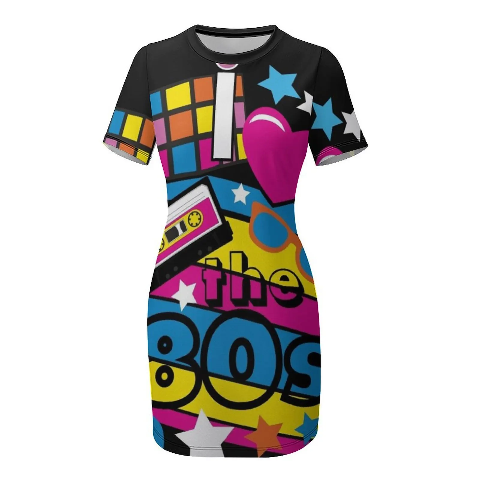 I love the 80s! Cool Neon Pop Culture Shirt & Gifts Short Sleeved Dress sexy dress for women dress for woman