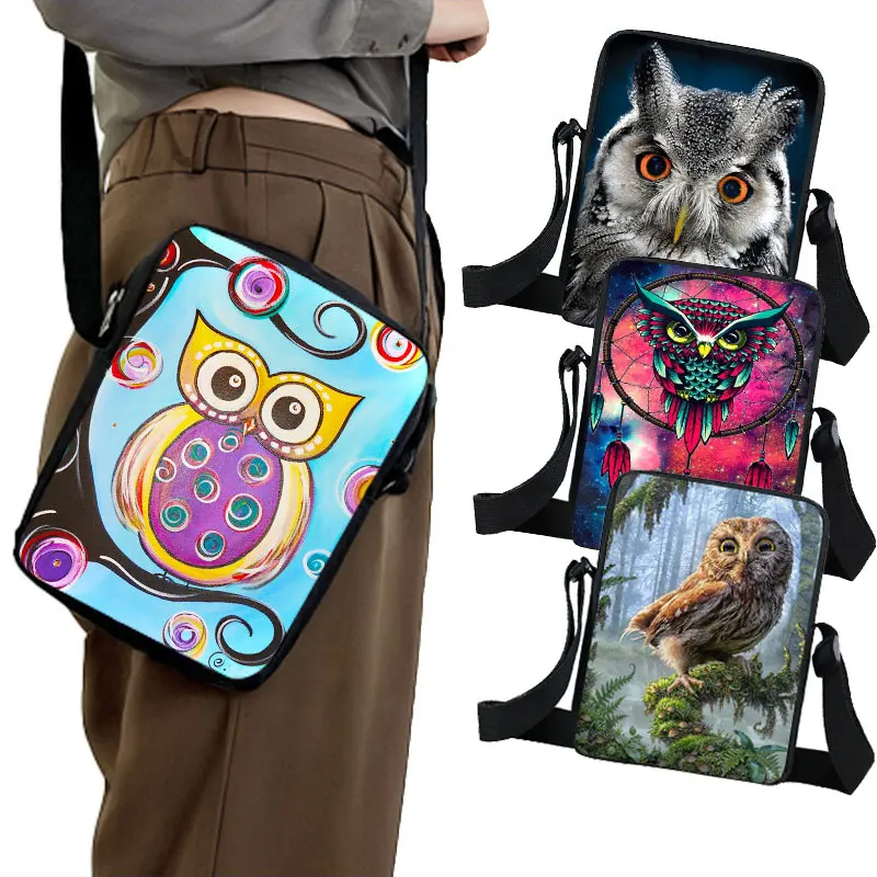 

Cute Owl Messenger Bag Ladies Shoulder Bags Women Handbag Small Totes Leisure Canvas Crossbody Bags for Travel Bookbag Gift