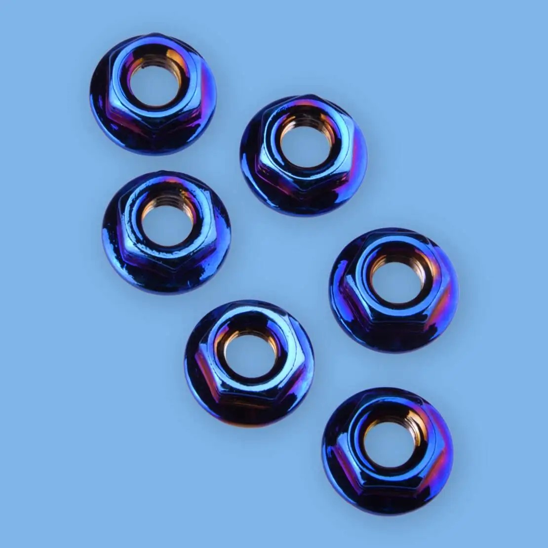 6Pcs Flange M6 Hex Nut Bolt Screw for Motorcycle Bicycle Blue Stainless Steel