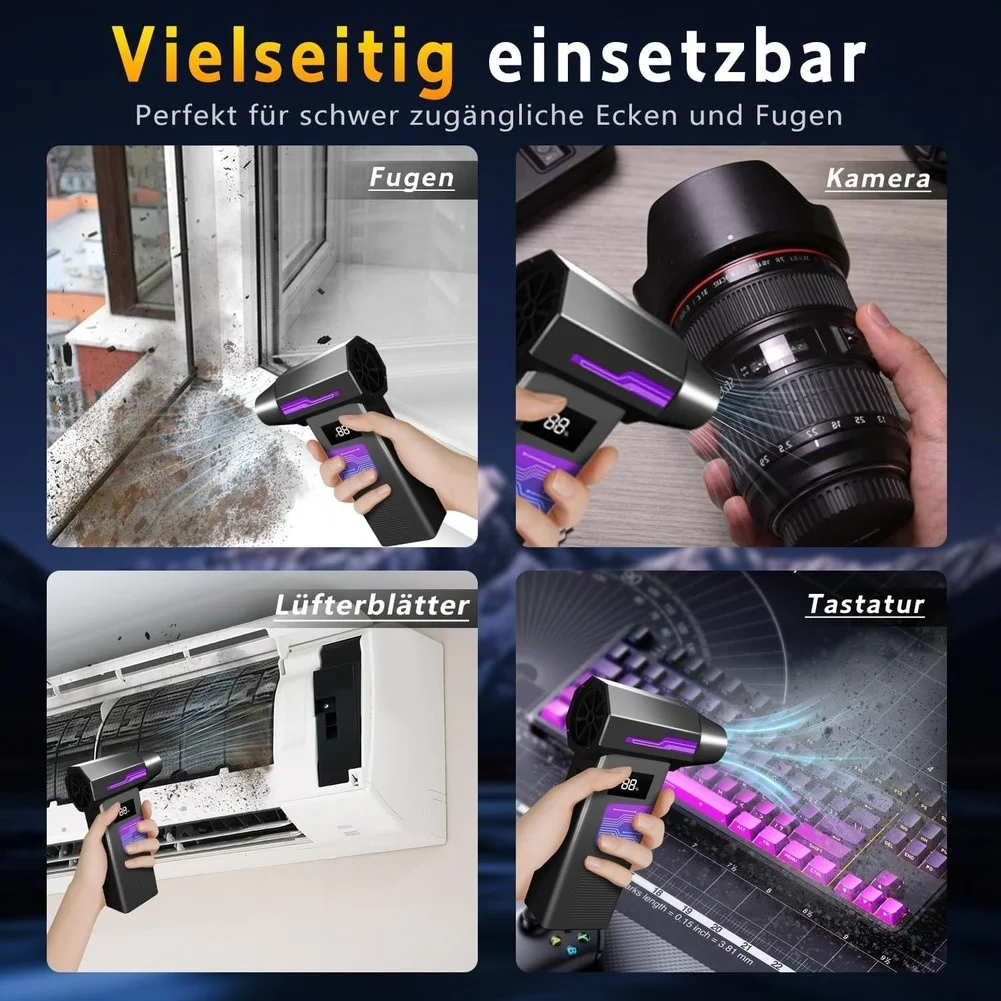 A13E-Rechargeable Electric Dust Blower, 4 Speed 120000 Rpm Air Blower,For PC, Laptop, Electronics, Keyboard, Carpet, Car Sofa