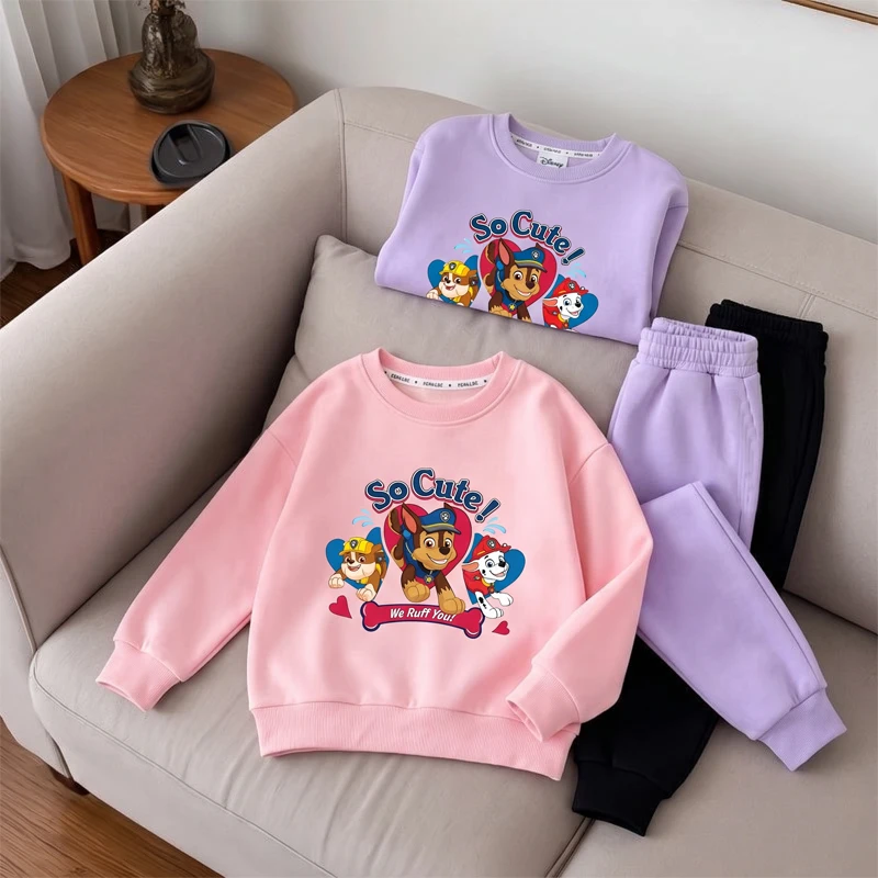 PAW Patrol Boys Girls Casual Pullover Long Pants Two Piece Sets Cartoon Printed Kids Hoodies Set Children's Breathable Sweatsuit