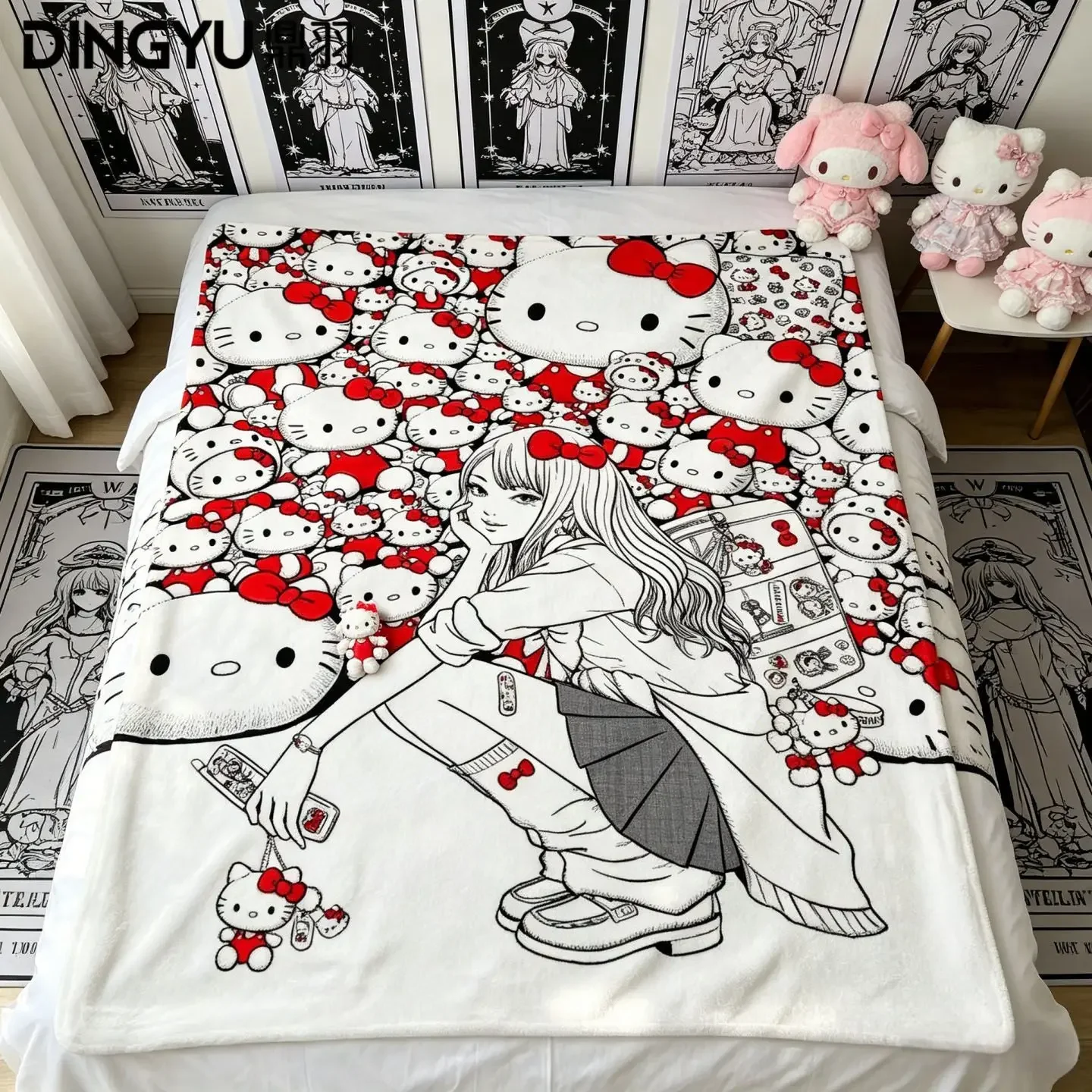 Kawakami Tomie x Sanrio Thin AirConditioned Blanket Dark Girly Style Mini Throw for Office  Bedroom Naps