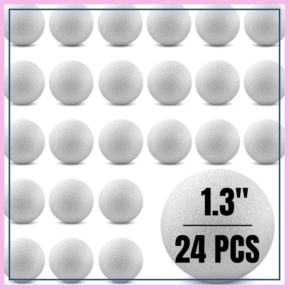 

1.3-Inch White Foam Balls for Crafts - 24 Pack Round Craft Spheres for DIY Projects, School & Home