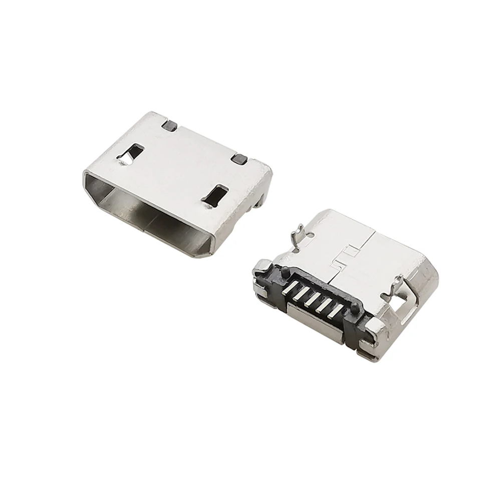 Conector de puerto hembra micro-b, conector SMD DIP para carga trasera, conectores de teléfono móvil, adaptador de reparación DIY MicroUSB, 5 pines