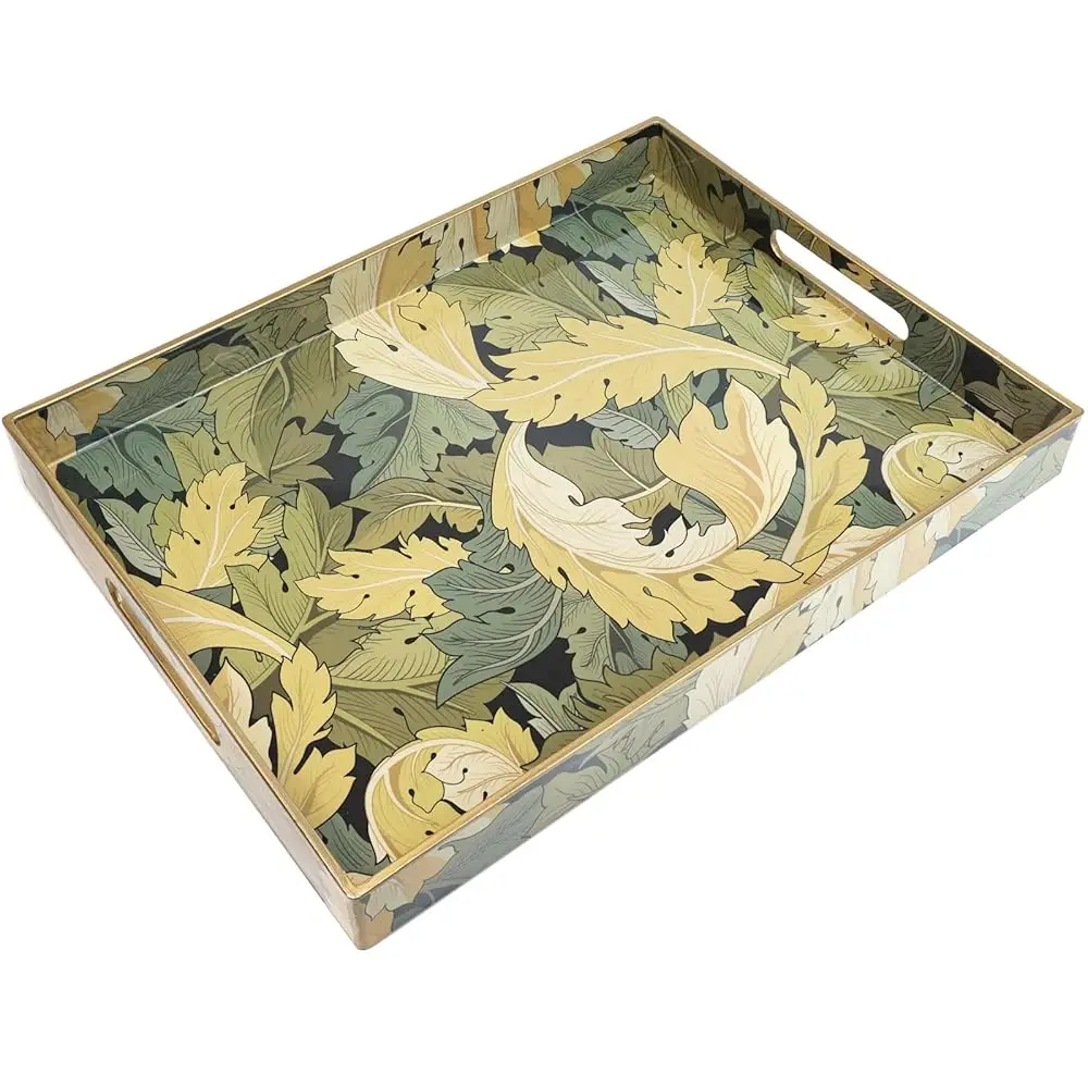 

Поднос для сервировки с ручками, пластиковый декоративный поднос для журнального столика, гостиной, домашнего декора, с узором акантус