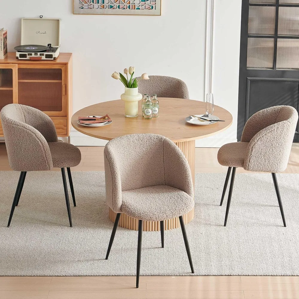 

47 Inch 4-person Circular Dining Table Set, Modern Medieval Circular Coffee Set