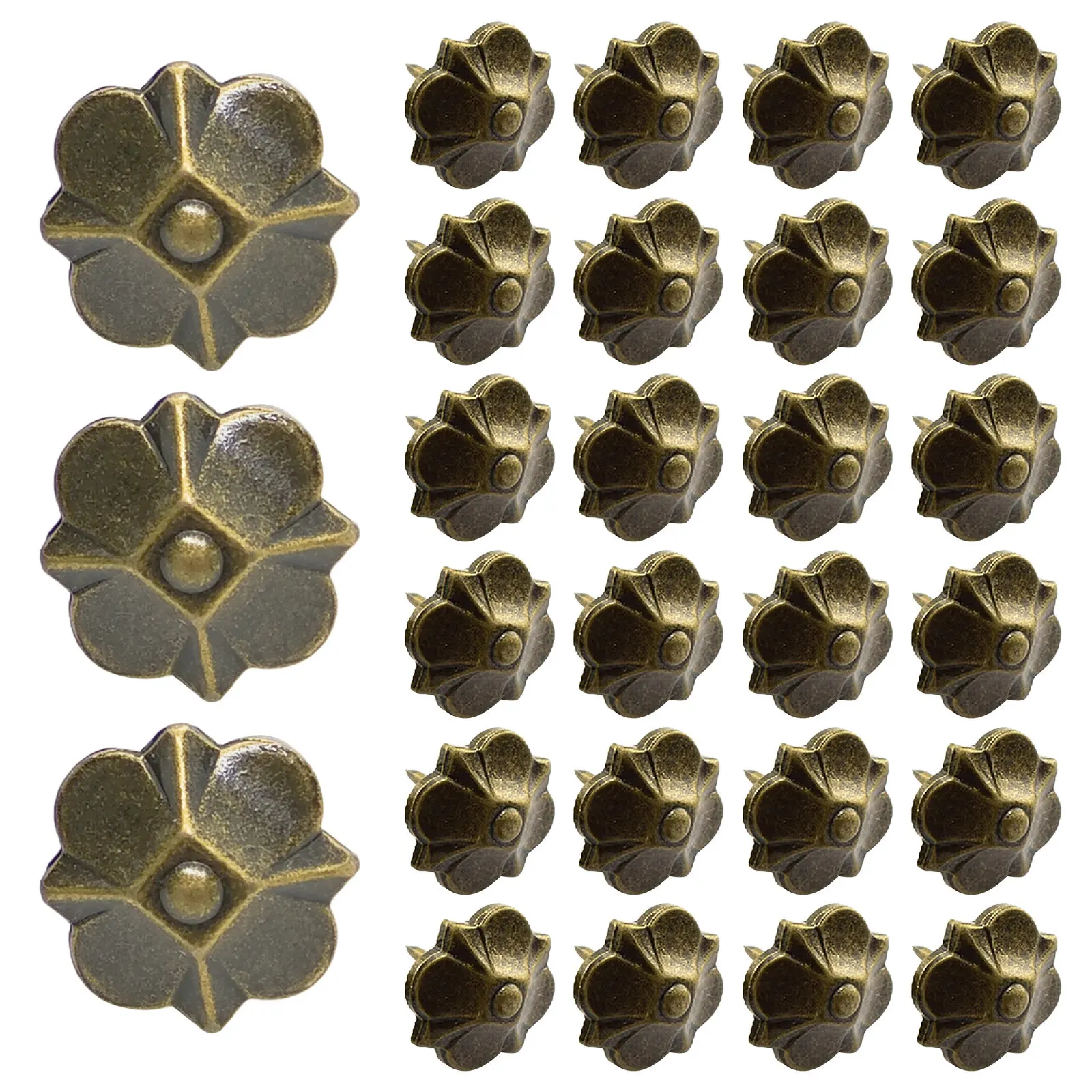 30Pcs Bronze Four Leaf Clover Upholstery Tacks Heavy Duty Metal Decorative Studs for Furniture Sofa Chairs Barn Doors