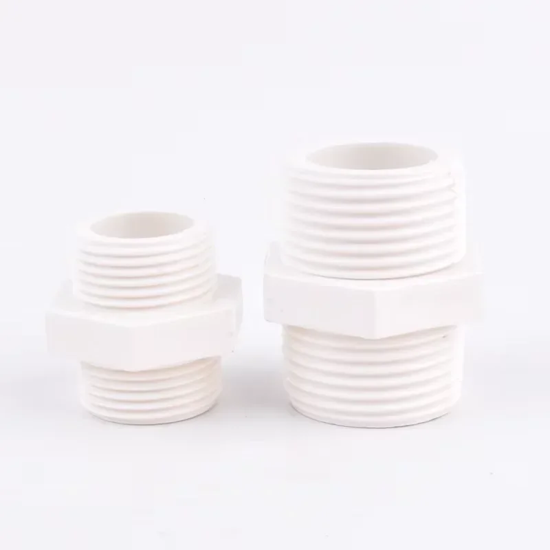 1/2"~2" White PVC Nipple Connector Double Male Thread Joint Garden Water Pipe Connector Aquarium Tank Adapter Tube Joint