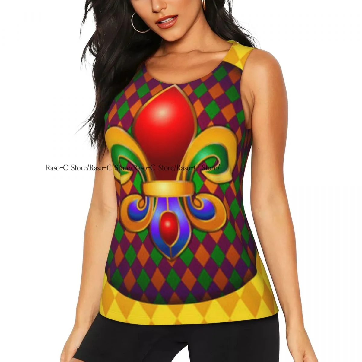 Women's Workout Tank Tops Quick Dry Sleeveless Athletic Shirts Mardi Gras Festival Background Gym Yoga Tops
