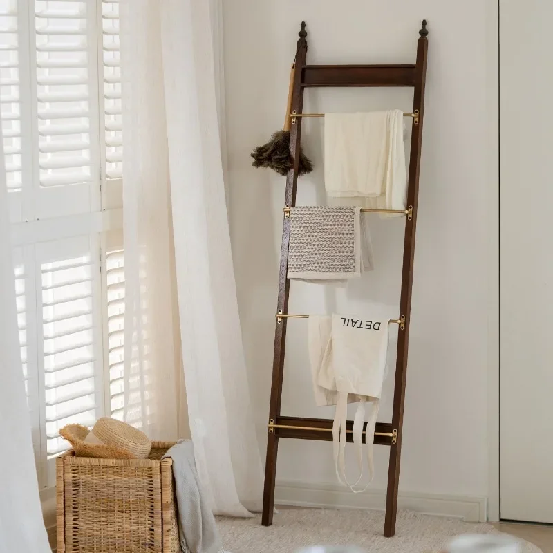French retro wooden trapezoidal coat rack solid wood against the wall vertical bedroom towel rack slipper storage rack