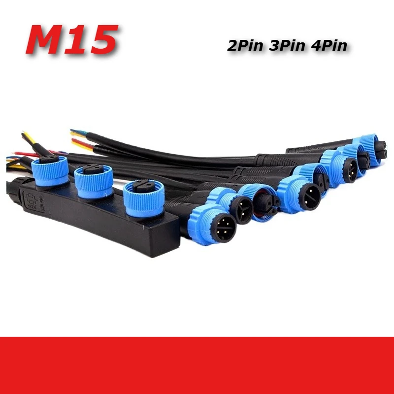 M15 Connector Waterproof Butt Plug Cable LED Wall Washer Light Outdoor Spotlight 2 3 5Pin Male Female Aviation Plug Adapter Line