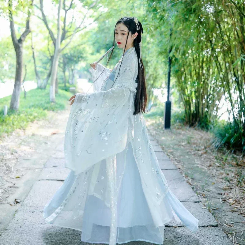 Disfraz de Hanfu tradicional chino para mujer, ropa Han Fu para mujer, Tops de manga larga, capa antigua Oriental de hadas, Cosplay