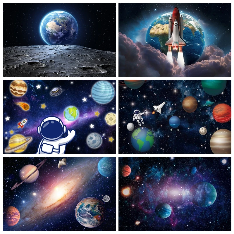 Universe Space Planet Theme Photography Background Kids Adult Birthday Portrait Photoshoot Backdrop Photocall Photo Studio Props