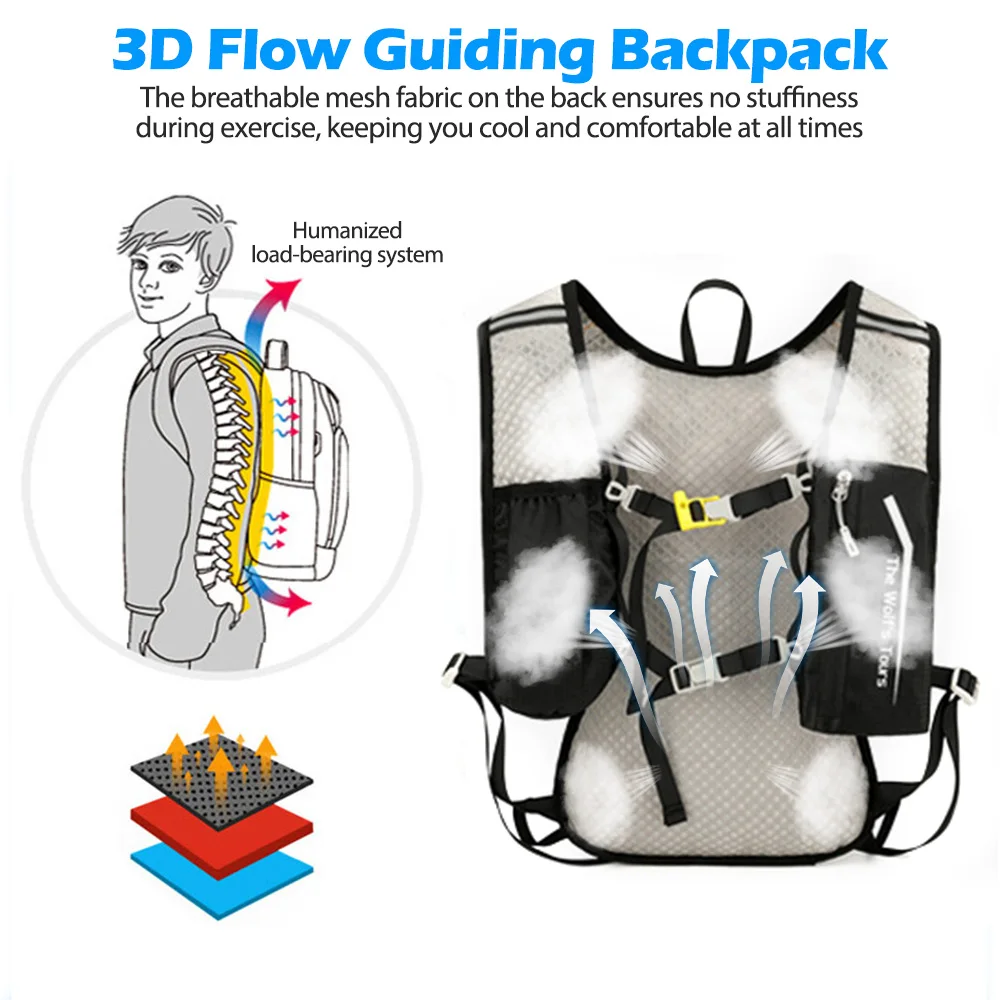 Lauf-Hydrationsweste Rucksack für Männer und Frauen Outdoor-Sporttasche Trail Marathon Jogging Wandern Rucksack Option mit Wasserbeutel – Detail 4