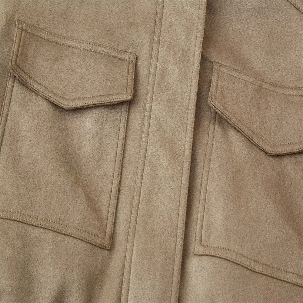 European and American style autumn new women's clothing design sense versatile suede texture leather jacket