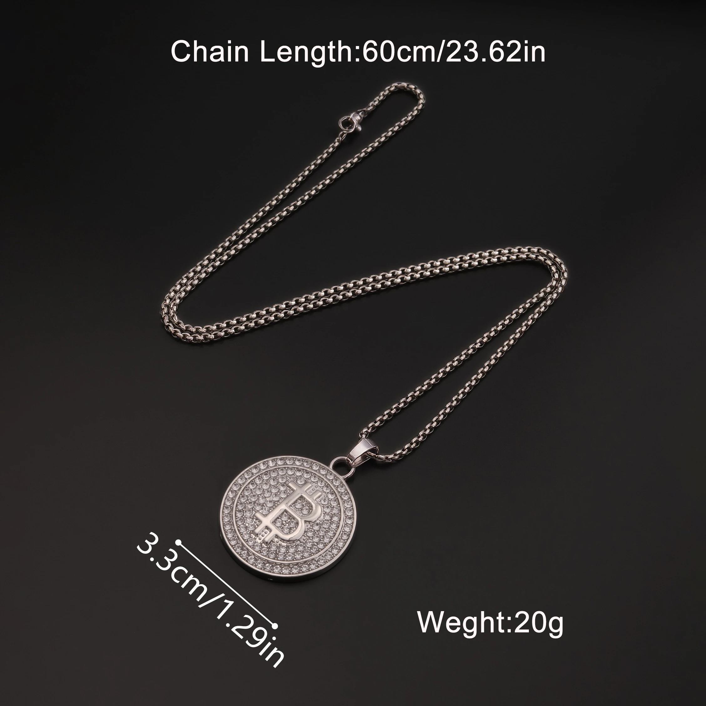 طوق Hombre الفاخرة BTS الرجال قلادة سبائك الزنك معبد حجر الراين بيتكوين القلائد للرجل اكسسوارات المجوهرات
