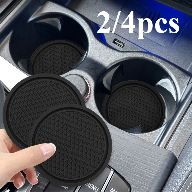 

2/4pcs Black Car Auto Cup Holder Anti Slip Insert Coasters Pads Interior Accessories for Most Cups Accessories Anti-Slip Mat