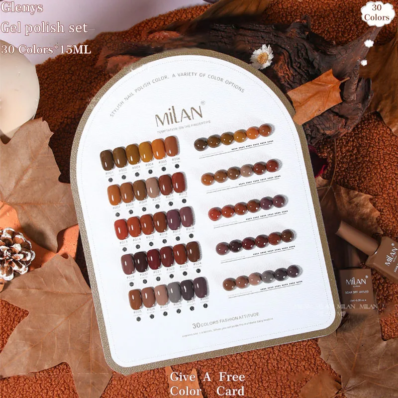 Glenys 30 cores esmalte cola para outono e inverno imersão gel cor correspondência cartão salão de beleza arte essencial verniz conjunto