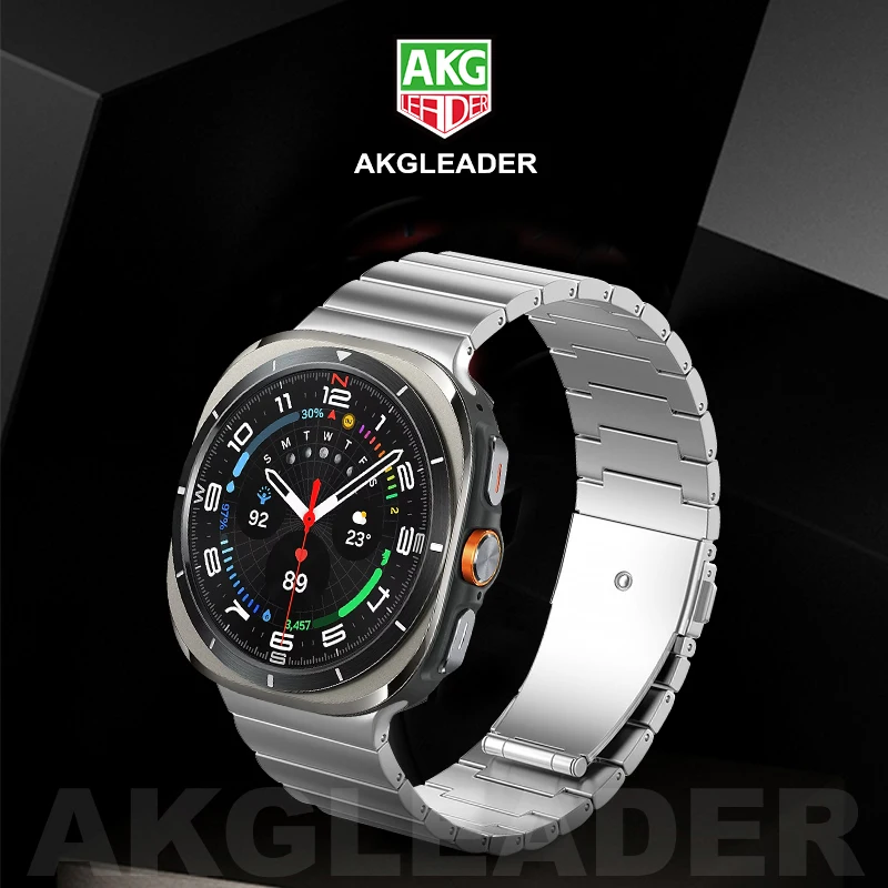 AKGLEADER Titanium Strap for Samsung Galaxy Watch 7 Ultra Bracelet One Click Attachment watch7ultra 47mm butterfly metal Band