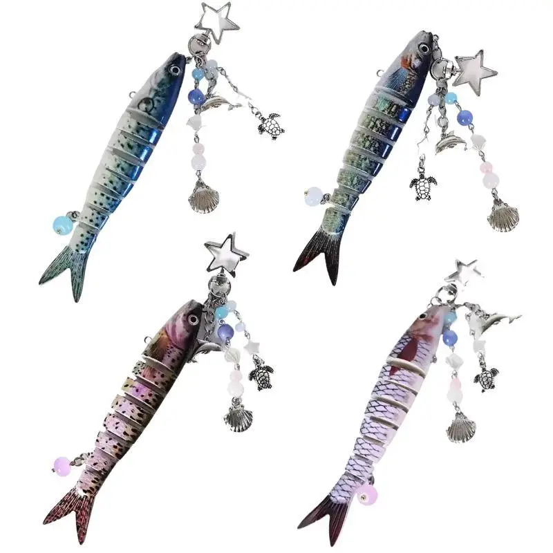 Realistic Fish Star Bowknot Pendant Keychain Lightweight Mobile Strap Accessory Pentagram Mobile Phone Lanyard Fish Keychains