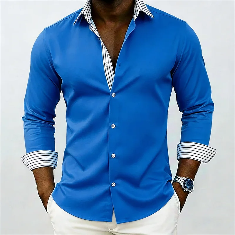 New Men's Striped Shirts with a Fashionable Design, Available in 16 Colors, Perfect for Outdoor and Casual Wear. Sizes S-6XL.